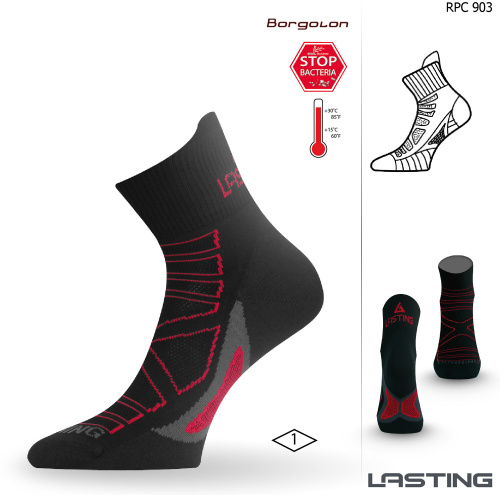 Носки Lasting RPC 903, microfiber+polypropylene, черный с серой подошвой и красной полоской фото 5